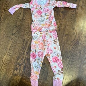 Caden Lane Pink Floral Kids Pajama Set